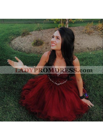Sleeveless Deep V Neck Beading Appliques A Line Organza Exquisite Burgundy Homecoming Dresses
