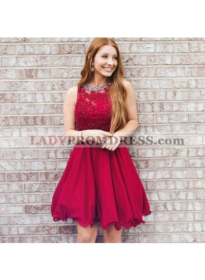 Sleeveless Jewel Fuchsia Appliques Rhinestone Beading A Line Pleated Homecoming Dresses