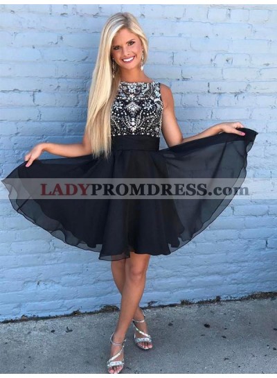 Jewel Sleeveless A Line Chiffon Pleated Beading Rhinestone Short Homecoming Dresses