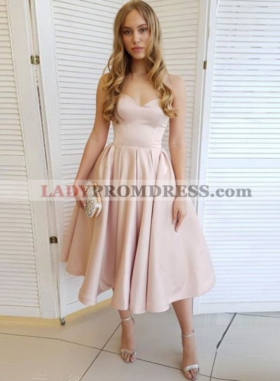 Strapless A Line Pleated Satin Ivory Sweetheart Elegant Sexy Homecoming Dresses
