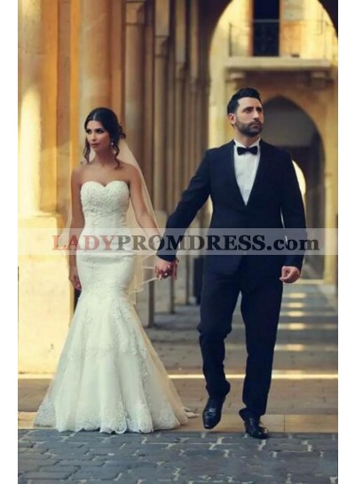 2023 Charming Mermaid/Trumpet Sweetheart Lace Up Back Lace Wedding Dresses / Bridal Gowns 