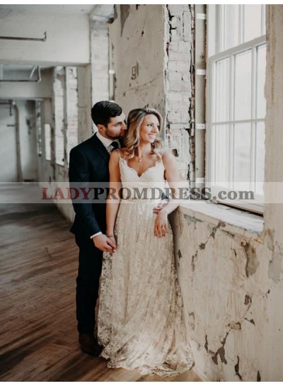 2023 Newly A Line/Princess Sweetheart Backless Beaded Sash Elegant Lace Wedding Dresses / Bridal Gowns