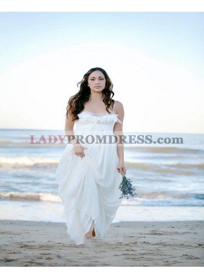 2023 Cheap A Line/Princess Lace Spaghetti Straps Plus Size Beach Wedding Dresses / Bridal Gowns