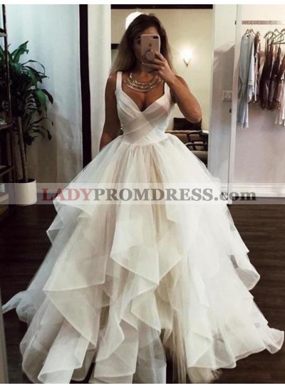 Cheap 2023 Sweetheart Tulle Pleated Ruffles Backless Ball Gown Wedding Dresses / Bridal Gowns