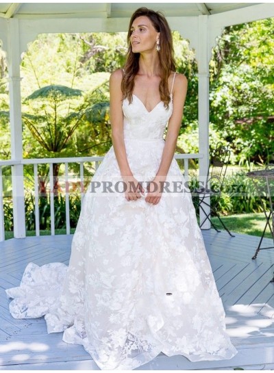 New Arrival Sweetheart Spaghetti Straps Ball Gown Lace Long Wedding Dresses / Bridal Gowns 2022