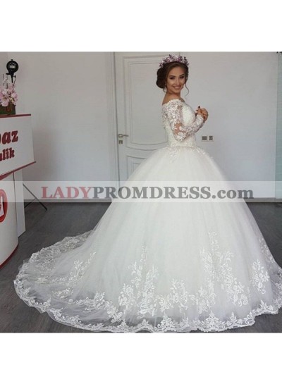 2023 New Arrival Off Shoulder Long Sleeves Lace Ball Gown Wedding Dresses / Bridal Gowns