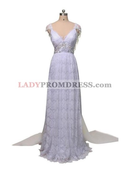 Elegant A Line/Princess Lace Sweetheart Backless Beaded Long Wedding Dresses / Bridal Gowns 2023 