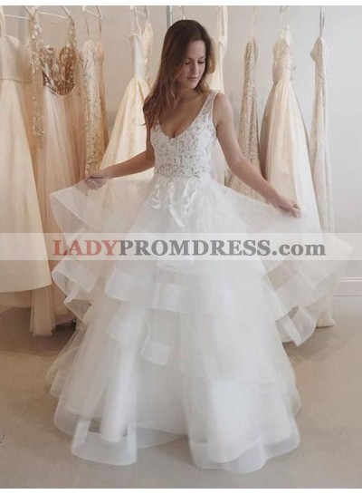 2023 New Arrival A Line/Princess Layered Tulle Backless Lace Wedding Dresses / Bridal Gowns