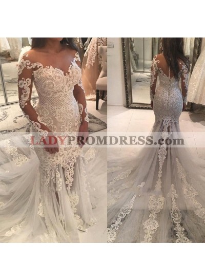 2023 Sexy Sheath Long Sleeves With Appliques Off Shoulder Wedding Dresses / Bridal Gowns