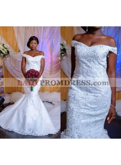 2023 Sexy Mermaid/Trumpet Off Shoulder Sweetheart White Wedding Dresses / Bridal Gowns With Appliques