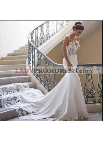 2023 Sexy Mermaid/Trumpet Sweetheart Lace Spaghetti Straps Wedding Dresses / Bridal Gowns