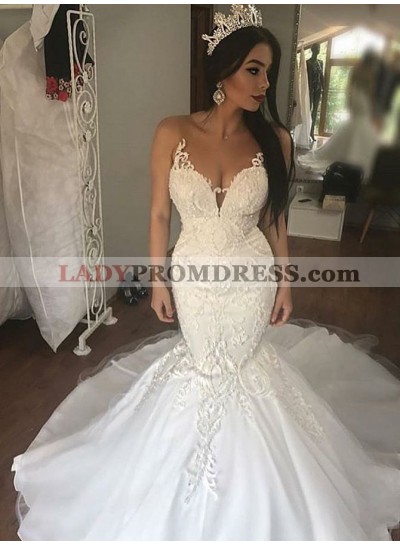 2023 Sexy Mermaid/Trumpet See Through Lace Sweetheart Long Wedding Dresses / Bridal Gowns
