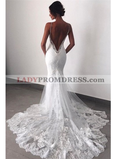 2023 New Arrival Mermaid/Trumpet Sweetheart Backless Lace Beach Wedding Dresses / Bridal Gowns
