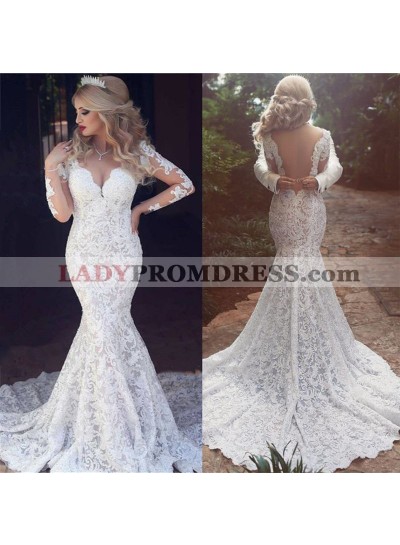 Sexy Sweetheart Long Sleeves Lace Backless Charming Wedding Dresses / Bridal Gowns 2023