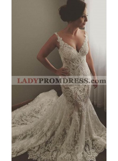 2023 New Arrival Mermaid/Trumpet Lace Sweetheart Long Wedding Dresses / Bridal Gowns