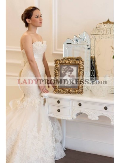 2023 Elegant Mermaid/Trumpet Sweetheart Bowknot Pleated Lace Wedding Dresses / Bridal Gowns