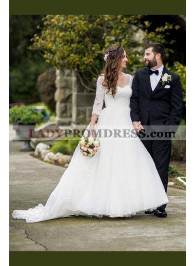 2023 New Arrival A Line/Princess Organza Long Sleeves Sweetheart Classic Wedding Dresses / Bridal Gowns