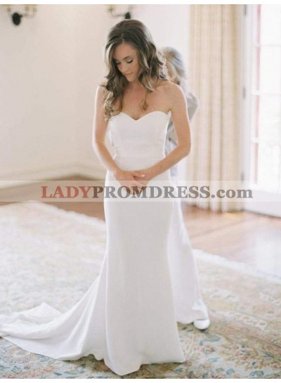 2023 Elegant Sheath Strapless Satin Sweetheart Cheap Wedding Dresses / Bridal Gowns