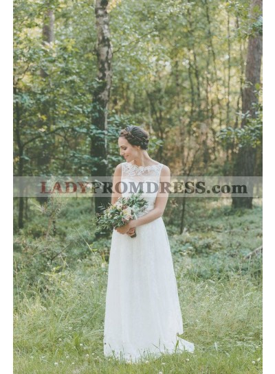 2023 Cheap A Line/Princess Chiffon Bowknot Backless Lace Wedding Dresses / Bridal Gowns