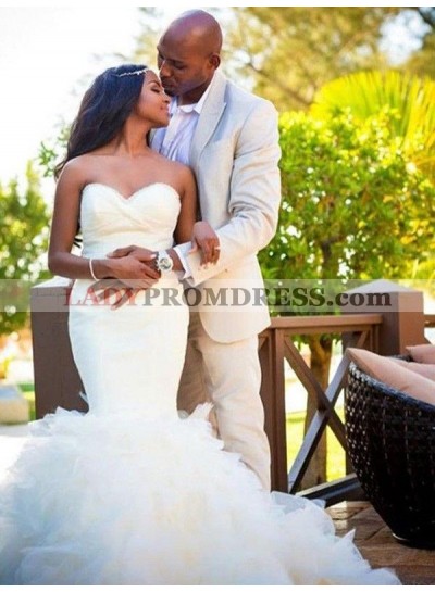 2023 Sexy Mermaid/Trumpet Sweetheart Ruffles Backless Long Wedding Dresses / Bridal Gowns