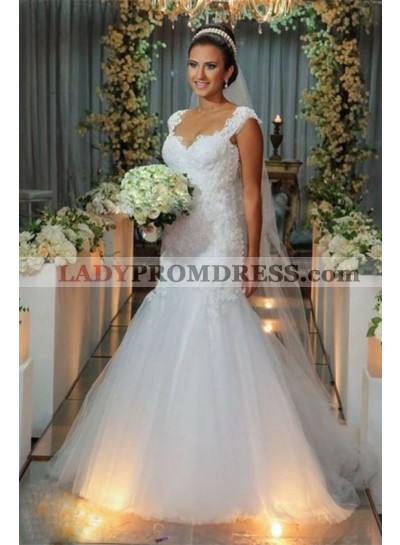 2023 Charming Mermaid/Trumpet Sweetheart Tulle Beaded Backless Wedding Dresses / Bridal Gowns
