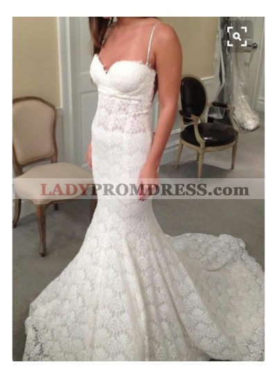 2023 Newly Mermaid/Trumpet Backless Lace Sweetheart Spaghetti Straps Wedding Dresses / Bridal Gowns