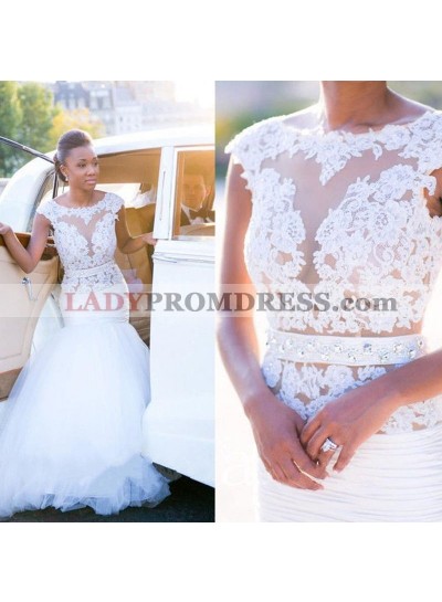 2023 Newly Mermaid/Trumpet Tulle Backless Lace Wedding Dresses / Bridal Gowns With Appliques