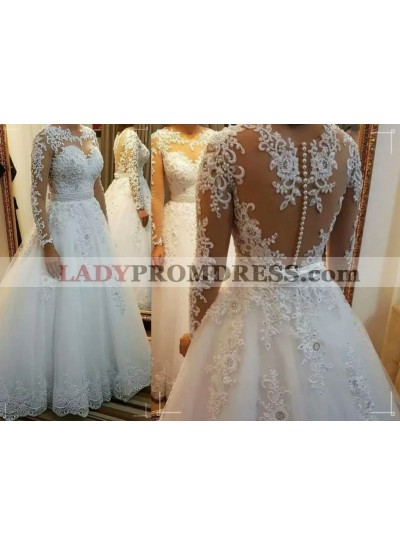 2023 Cheap A Line/Princess Long Sleeves Bowknot Beaded Wedding Dresses / Bridal Gowns With Appliques