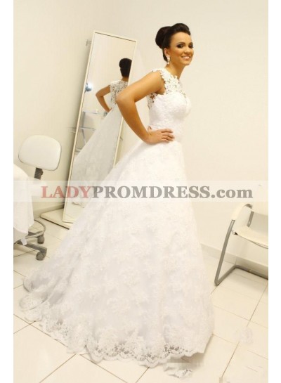 2023 Cheap A Line/Princess Lace Sweetheart Belt Elegant Wedding Dresses / Bridal Gowns