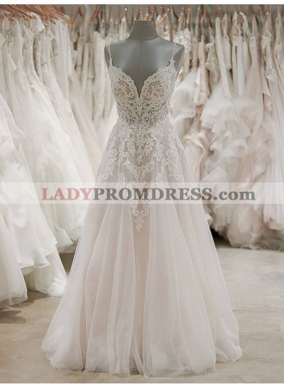 2023 New Arrival A Line/Princess Sweetheart Spaghetti Straps Tulle Lace Wedding Dresses / Bridal Gowns