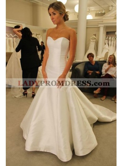 2023 Cheap Mermaid Satin Sweetheart Long Wedding Dresses