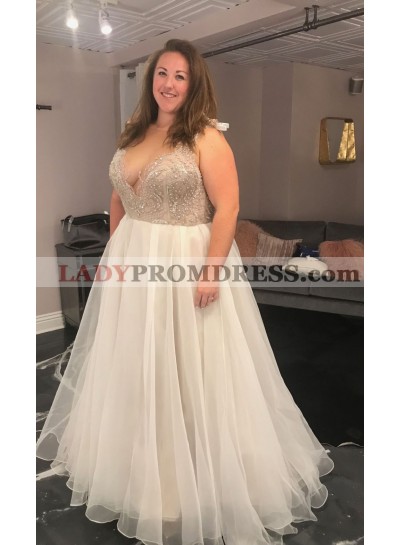 2023 Amazing A Line Chiffon Sweetheart Beaded Plus Size Wedding Dresses