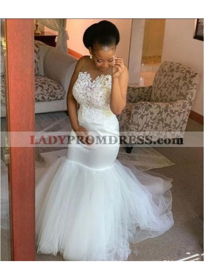 2023 New Arrival Mermaid Tulle Bateau Lace Wedding Dresses