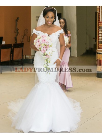 2023 Amazing Mermaid Sweetheart Off Shoulder Tulle Lace Wedding Dresses