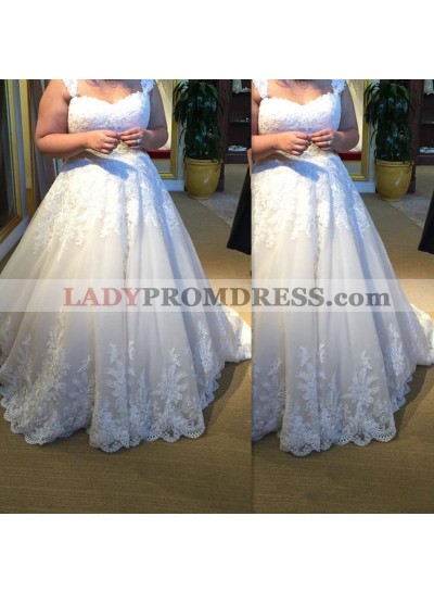 2022 New Arrival A Line Sweetheart Tulle Lace Plus Size Wedding Dresses