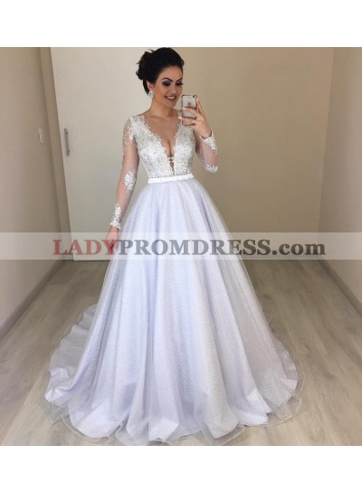 2023 Classic A Line Long Sleeves Open Front Organza Wedding Dresses