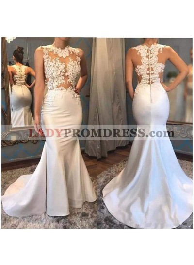 Sexy Mermaid Satin Sweetheart See Through Back Satin Lace Wedding Dresses 2023