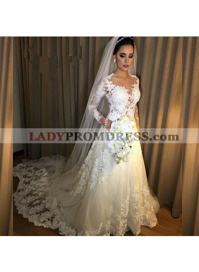 Classic A Line Long Sleeves Sweetheart Lace Wedding Dresses 2022
