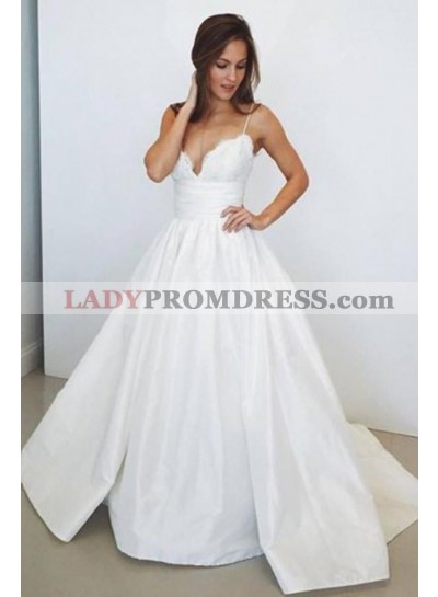 2023 A Line Classic Sweetheart Spaghetti Straps Wedding Dresses