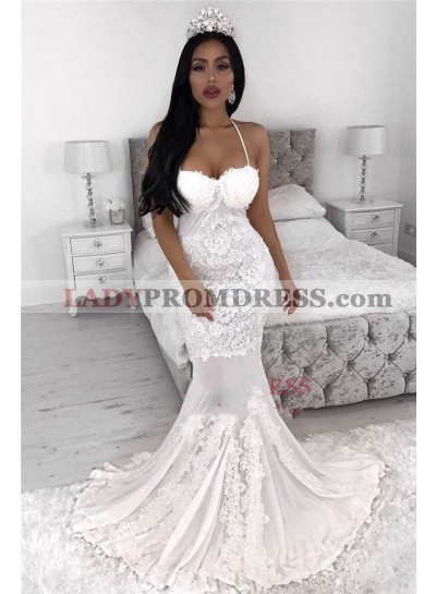 2023 Sexy Halter Mermaid Sweetheart Mesh Lace Wedding Dresses