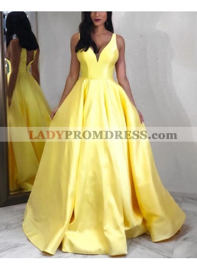2023 New Arrival A Line Daffodil Sweetheart Satin Long Prom Dresses