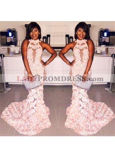 2023 New Arrival Mermaid Rose See Through Backless Prom Dresses With Lace