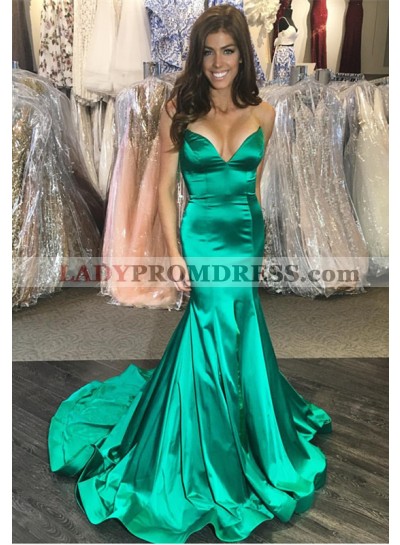 Sexy Mermaid Elastic Satin Hunter Green Sweetheart Strapless 2023 Prom Dresses