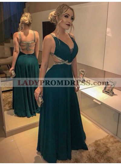 2023 Cheap A Line Teal Floor Length Beaded Sweetheart Prom Dresses