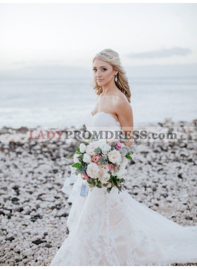 Sexy Mermaid Sweetheart Lace Beach Wedding Dresses 2023