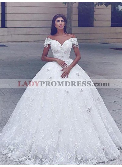 2023 Ball Gown Off Shoulder Sweetheart Lace Chapel Train Wedding Dresses