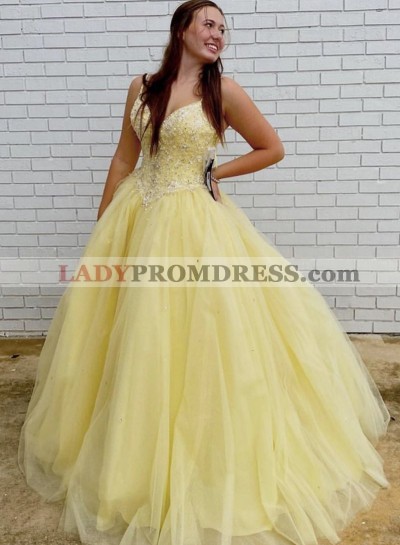 2023 Daffodil Sweetheart Tulle Beaded Ball Gown Prom Dress