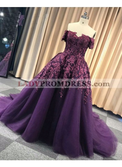 2023 Off Shoulder Regency Sweetheart Appliques Long Ball Gown Prom Dress