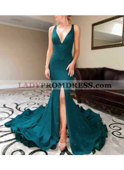 Mermaid Sweetheart Side Slit Long Green Prom Dress 2023