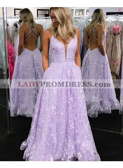 2023 A Line Lilac Tulle Lace Sweetheart Long Prom Dress